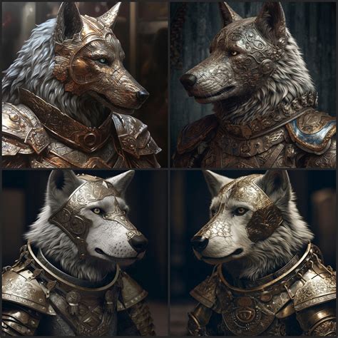 Wolves Wearing Medieval Armor Rmidjourney