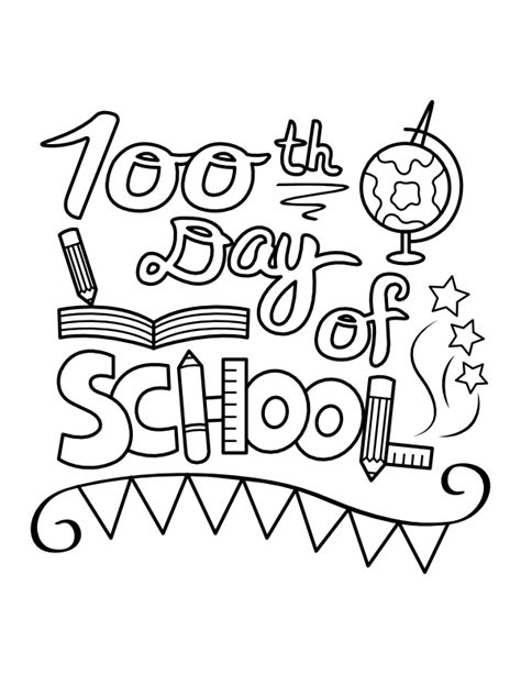 Printable 100th Day Of School Coloring Page