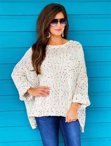 Confetti Sweater White Women Clothing Boutique Boutique Clothing