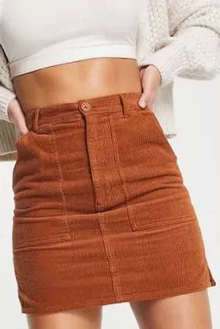 Asos Tall Cord Patch Pocket Mini Skirt In Rust