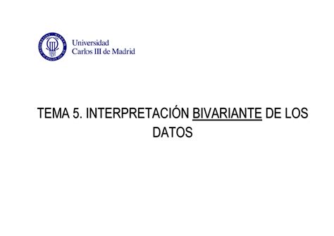 Esquemas Tema Tema Interpretacin Bivariante De Los Datos