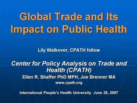 Ppt Global Trade And Its Impact On Public Health Powerpoint