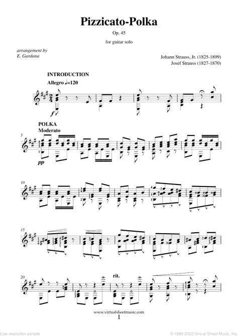 Pizzicato Polka Sheet Music For Guitar Solo Pdf Interactive