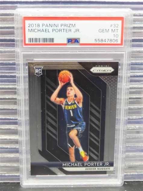 2018 19 PANINI PRIZM Michael Porter Jr Carte Recrue RC 32 PSA 10 GEM