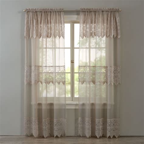 Valerie Sheer Lace Rod Pocket Panel With Attached Valance Plus Size Sheer Curtains Fullbeauty