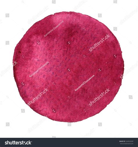 Burgundy Circle Painted Watercolors Isolated On Stock Illustration