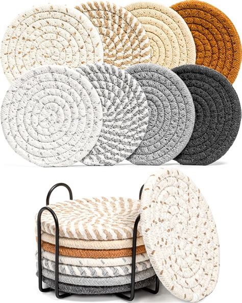 Effectyou Posavasos De 8 Piezas Con Soporte Absorbentes De 8 Colores