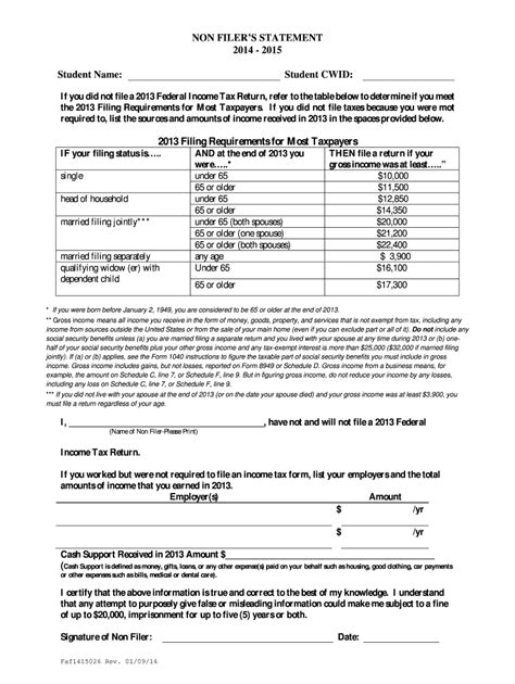 Fillable Online Latech Non Filer39s Statement ParentStep Parent