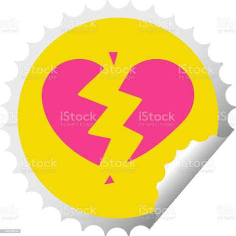 Circular Peeling Sticker Cartoon Of A Broken Heart Stock Illustration Download Image Now Art