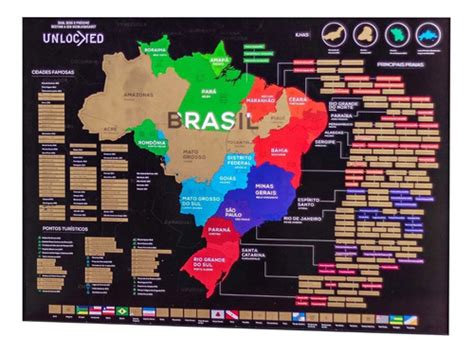 Mapa Do Brasil De Raspar Unlocked Sem Moldura QUADROSDECORATIVOS