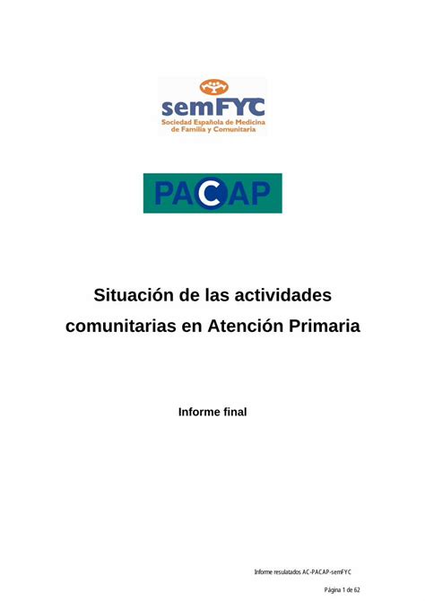 Pdf Situaci N De Las Actividades Comunitarias En Atenci N