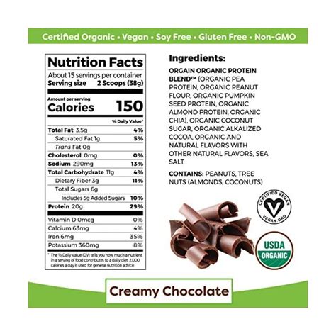 Orgain Simple Organic Vegan Protein Powder Chocolate G Of Plant