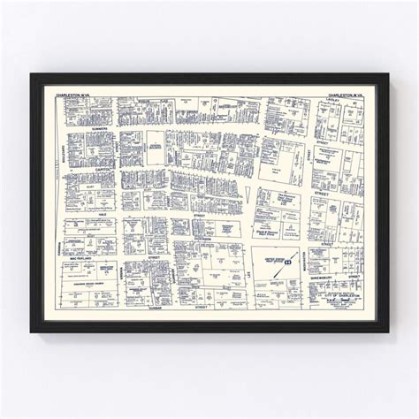 Vintage Map of Charleston, WV Business Section 1950 by Ted's Vintage Art