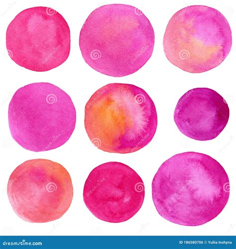 Set Of Watercolor Pink Circles Stock Photo Image Of Modern Splash