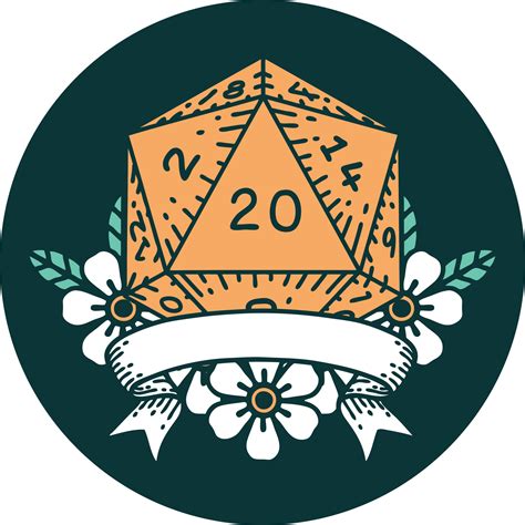 Icon Of Natural 20 Critical Hit D20 Dice Roll 12070833 Vector Art At