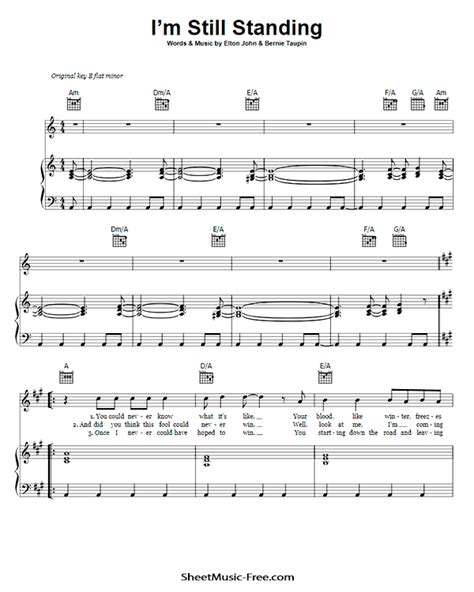 I'm Still Standing Sheet Music Elton John - ♪ SHEETMUSIC-FREE.COM