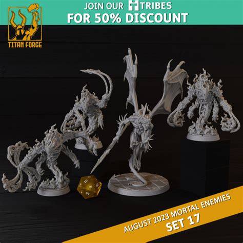 3D Printable RPG Monsters DnD 5e Mortal Enemies Set 17 By Titan