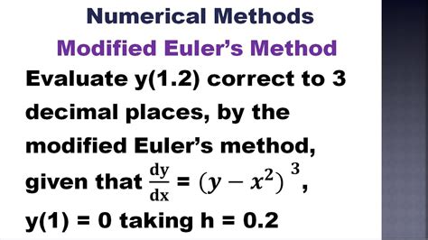 Snm Ma3251 Unit 5 Numerical Solution Of Ode Modified Eulers