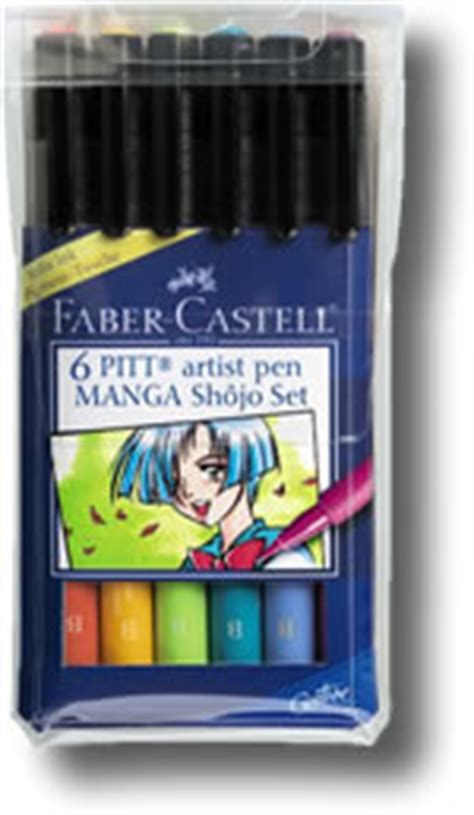 Pencils4artists Faber Castell Pitt Artist Brush Pen Shojo Manga Set 6