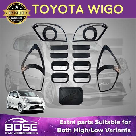 Toyota Wigo 2014 2017 Model Garnish Cover Set Black Chrome Shopee