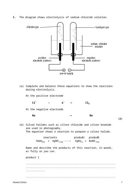 Docx The Diagram Shows Electrolysis Of Sodium Chloride Pdfslidenet