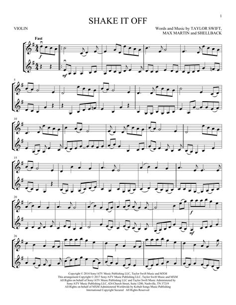 Shake It Off By Taylor Swift Sheet Music For Violin Duet At Sheet Music