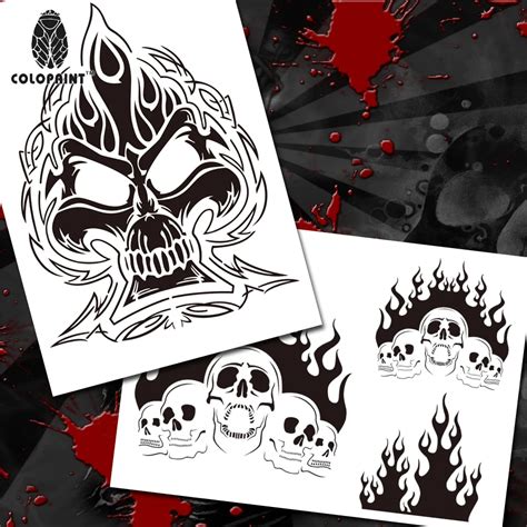 Colopaint Airbrush Templates Stencil Bps Fire Skull Pile Airbrushes ...