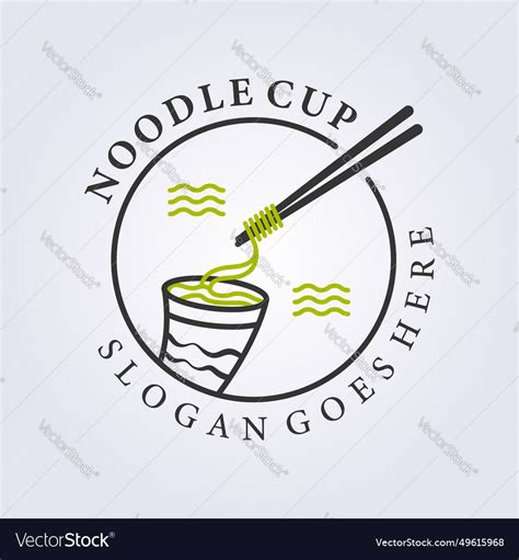 Vintage line art noodle cup logo badge design Vector Image