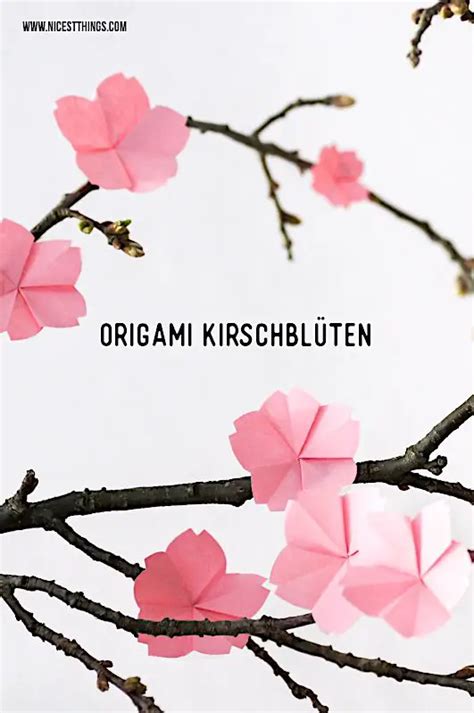 Origami Kirschblüten basteln DIY Kirschblüten falten aus Papier