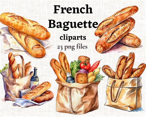 French Baguette Clipart Bread Clipart Bundle Bakery - Etsy