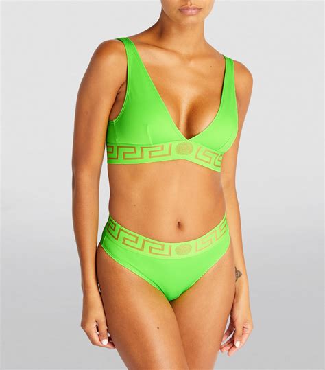 Womens Versace Green Greca Bikini Bottoms Harrods Uk