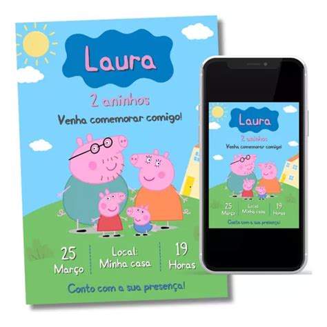 Convite Digital Peppa Pig MercadoLivre