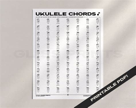 Ukulele Chords Fingering Chart Pdf Printable Digital Download