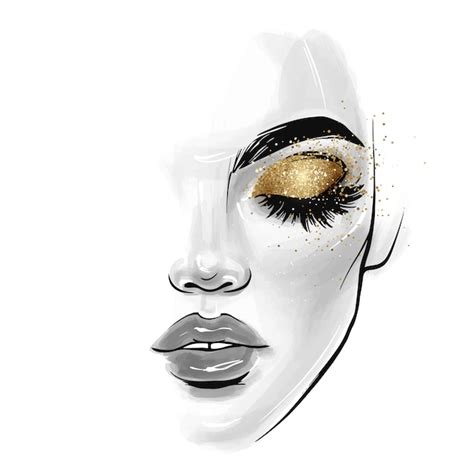 Premium Vector Beautiful Young Woman Face Fashion Sketch Illustration