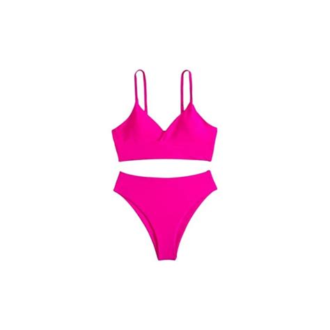 Uoweg Bikini A Vita Alta Da Donna Con Davanti Piatto Bikini Tinta Unita