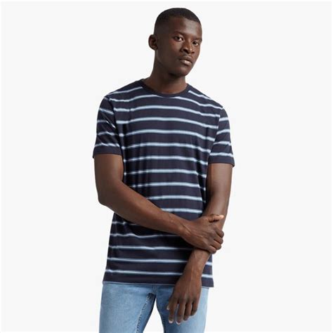 Mkm Navy Striped Crew Neck T Shirt Offer At Markham