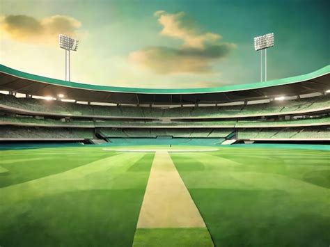 Premium AI Image | Cricket Stadium Top view on cricket pitch