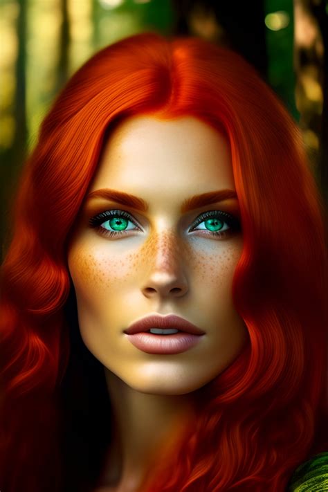 Pretty Girl With Red Hair And Green Eyes