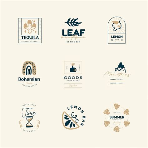 Premium Vector Boho Logo Design Templates Collections Doodle Bohemian Icons And Symbols Set