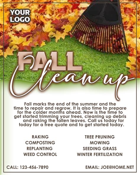 Fall Clean Up Flyer And Instagram Post Editable Photoshop Template