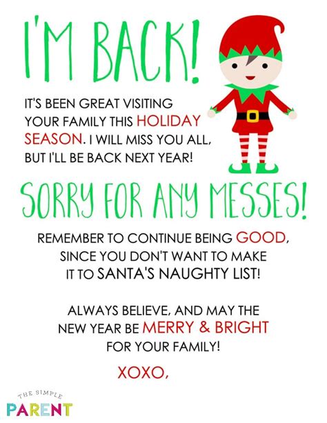 Free Elf On The Shelf Letter Printable Arrival And Goodbye Letters