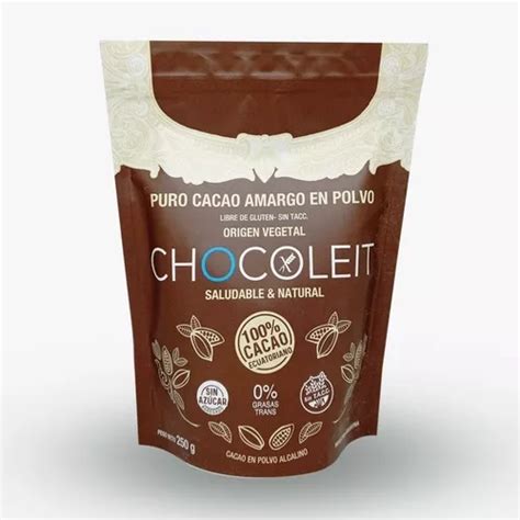 Puro Cacao Amargo En Polvo Chocoleit 250g S Azúcar Sin Tacc MercadoLibre