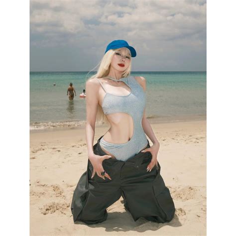 PAN One Piece Bikini Cut Out Sparking Sexy Swimsuit Bathing Suit Backless Bodysuit Shopee