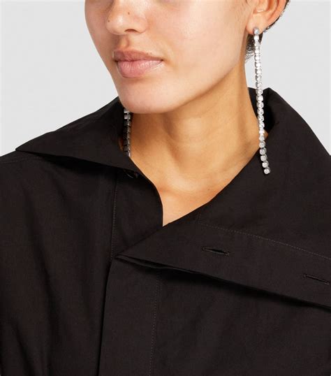 Jil Sander Crystal Embellished Drop Earrings Harrods UK