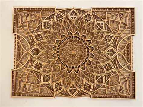 An Intricately Carved Wooden Panel With Geometric Designs