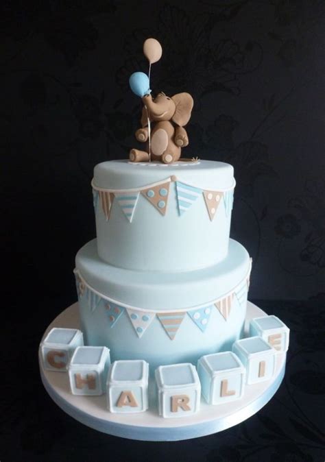 Elephant And Bunting Christenning Cake Christening Cake Boy Baby Boy