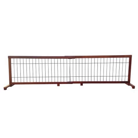 Yeah Depot Mahogany Wooden Free Standing Wire Mesh Pet Gate