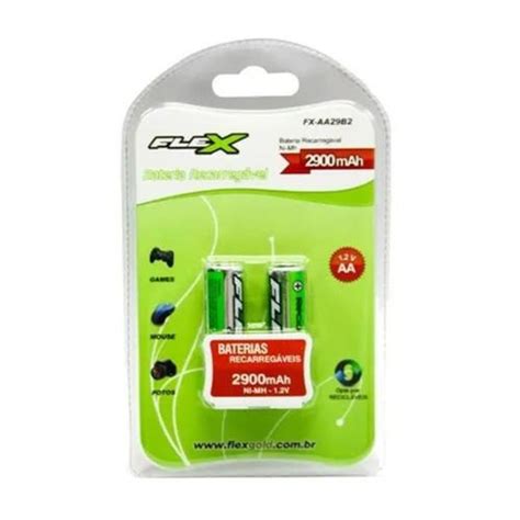 Pilha Recarregavel Pequena AA 2500mAh 2 Flex 45 07 010