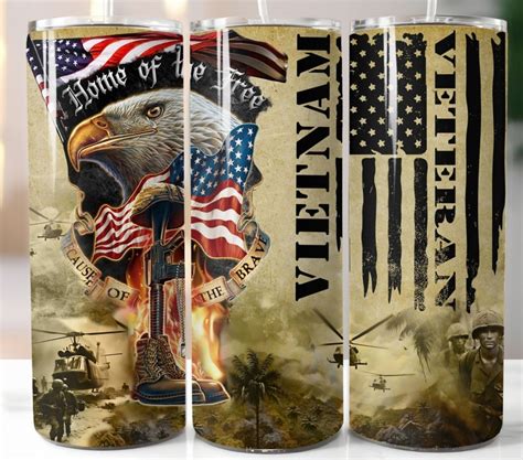 Patriotic Vietnam VETERAN 20 Oz Skinny Tumbler Wrap American Flag