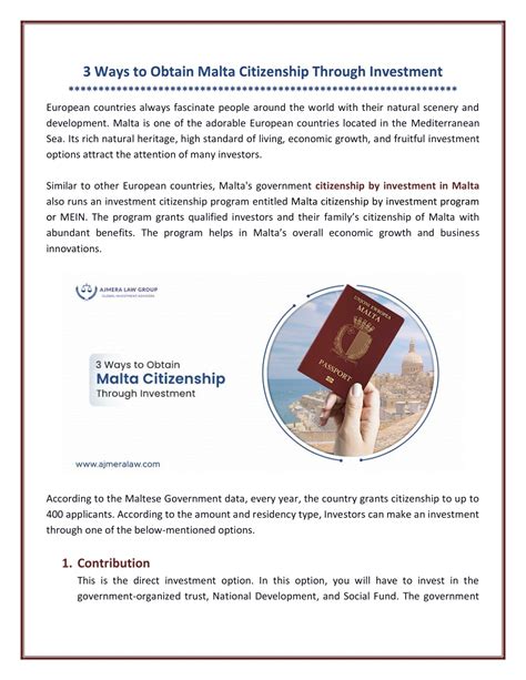 PPT Top 3 Ways To Get Malta Citizenship By Investment PowerPoint